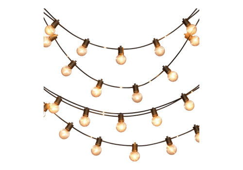A string of lights with white bulbs png