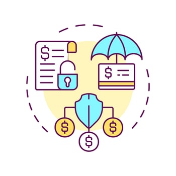 Credit protection multi color concept icon. Benefits of factoring. Financial security against credit risk. Round shape line illustration. Abstract idea. Graphic design. Easy to use in article vector
