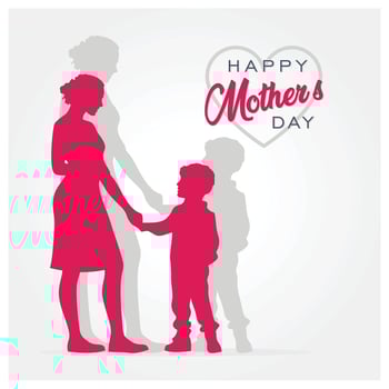 Silhouette of a mother holding her son's hand. Mothers raise children with love. Mother's Day concept. Flat illustration. vector