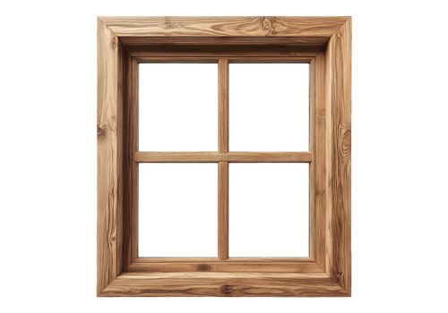 Photo of wooden window frame .Transparent background. Isolated . png