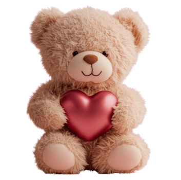 Teddy Bear with Heart-Shaped Gift Isolated on Transparent Background png