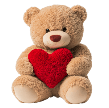 Charming Teddy Bear with Heart Decoration Isolated on Transparent Background png