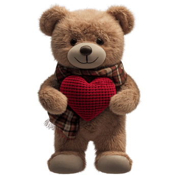 Adorable Teddy Bear Holding a Heart on Transparent Background png