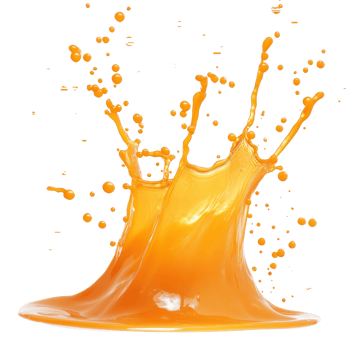 Dynamic orange liquid splash creating an artistic display against a clean transparent background, Orange Liquid Splash On transparent background png