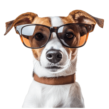 A funny dog sporting stylish sunglasses poses confidently against a plain transparent background, Funny dog wearing sunglasses and on transparent background png