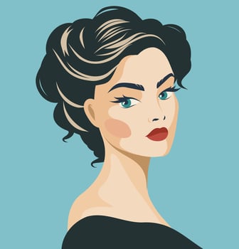 Female portrait in retro style. Avatar for social networks. illustration flat style vector