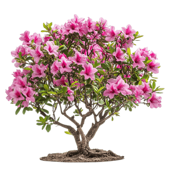 Lush Pink Azalea Shrubs with Abundant Blossoms Isolated png