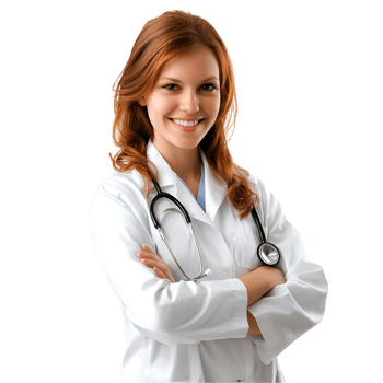 Woman Doctor In White Coat Smiling With Arms Crossed png