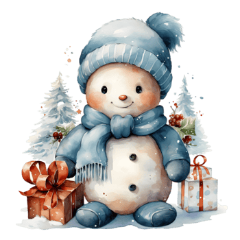 Cute Snowman Holding Christmas Gifts png
