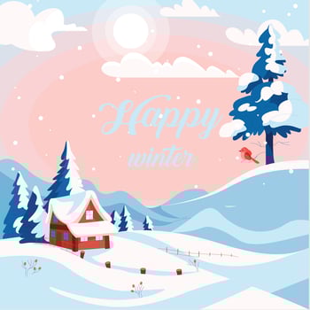 Happy Winter village design vector