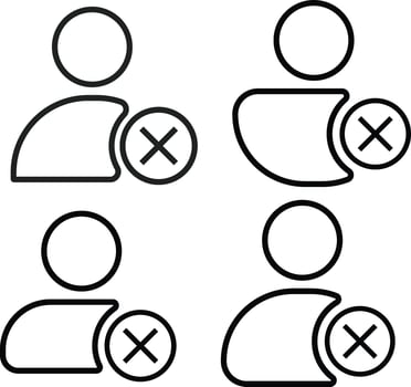 Set of Profile with crossmark icon. Profile avatar with crossmark symbol. user with cross. vector