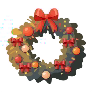 Christmas wreath with colorful balloons and bows vector