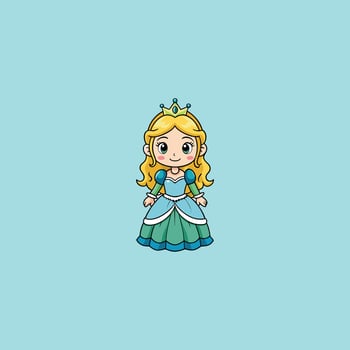 cute princess cartoon vector