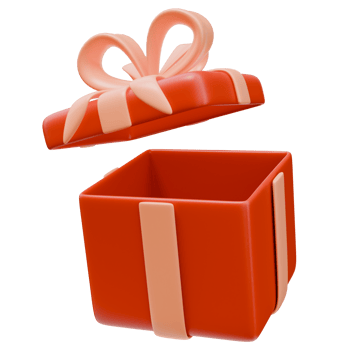 3D Icon Open Gift Box Ribbon Bow. Holiday, Congratulations Concept. 3D Illustration Design Web Mobile App png