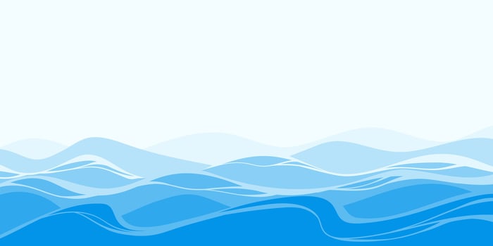 Simple Waves in Cartoon Style. Abstract banner design with water. Blue river vector