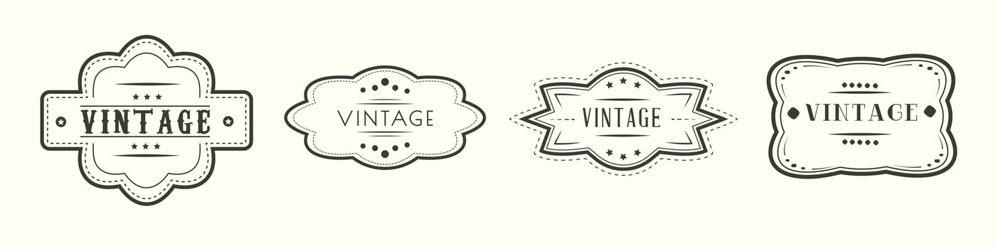 Classic ornate text in retro style, vintage luxury antique signboard. Labels, logos and badges in retro, vintage style vector