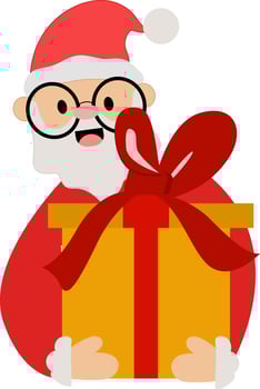 santa claus with gift box, Santa claus holding gift box, Cute santa claus carrying gift box vector