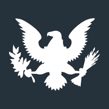 A white eagle symbol on a dark blue background, inspired by American heraldry, for patriotic projects and national symbols vector