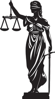 Lady Justice Silhouette with Scales vector