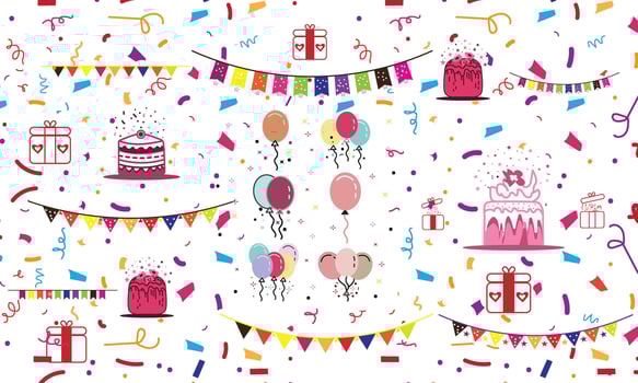 Set of Illustration Happy Birthday Concept. vector
