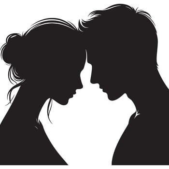 Silhouette of a man and woman in profile vector