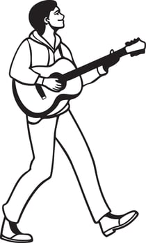 Beautiful Girl Playing Guitar Silhouette Art for Creative Projects vector