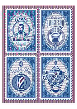 set template of stamps with elements barbershop vector