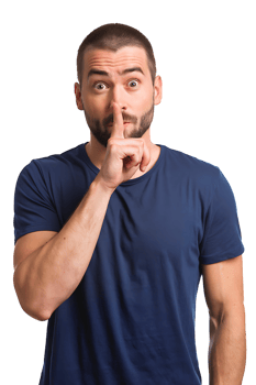 man is gesturing for silence with his index finger pressed against his lips on transparent background png