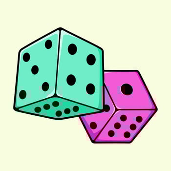 two dice with black spots on them vector