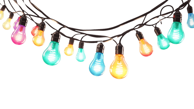 Festive String of Multi-Colored Holiday Lights with Warm Glow Perfect for Product Covers and Decorative Use png