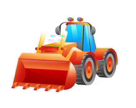 Realistic construction bulldozer illustration in 3D style. vector