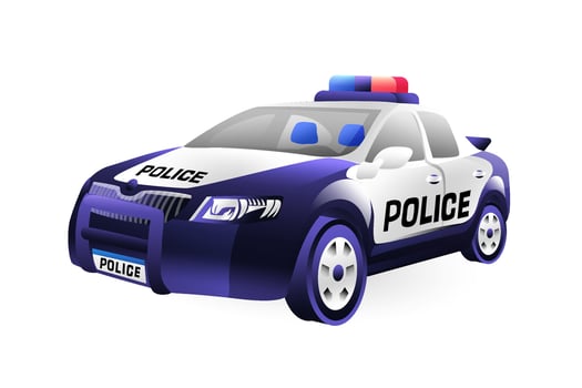 Realistic 3D police car illustration. vector