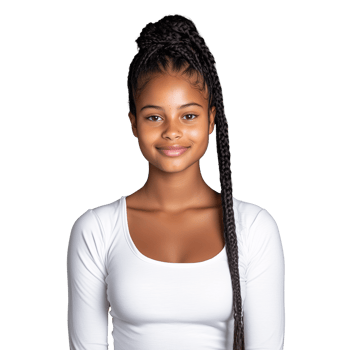 Young Woman with Braided Hair Smiling Confidently png