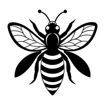 a black and white illustration of a bee vector