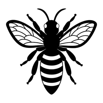 a black and white silhouette of a bee vector