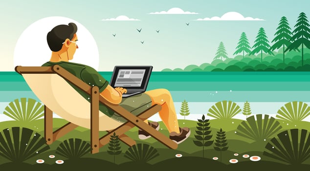 Enjoy Remote Working by the Lake Illustration vector