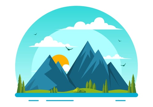 International Mountain Day Illustration of Mountains and Green Valley Scenery in Flat Cartoon Style vector