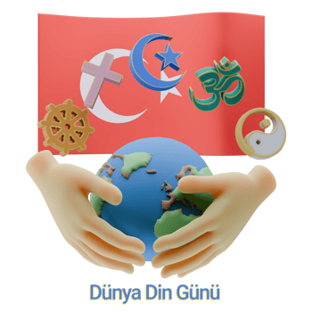 Spellbinding 3D renders of World Religion Day Written in Turkey Languages png