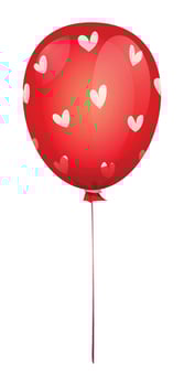 Red balloon with heart patterns. cartoon illustration vector