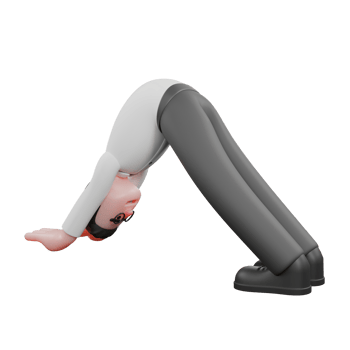 Creative 3D Model. A male producer does the Downward Dog pose, a popular yoga pose for stretching the back and legs. Cartoon Producer png