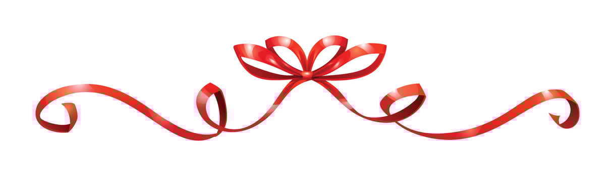 Long curly red ribbon with decorative loops, ideal for festive accents. cartoon illustration vector