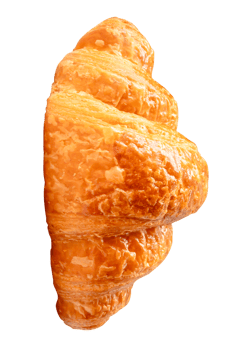 Side view of brown croissant isolated with clipping path in file format png