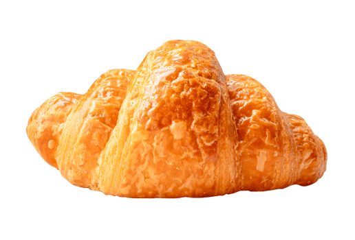 Side view of brown croissant isolated with clipping path in file format png