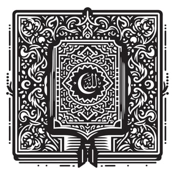 The islamic book of islam in a black and white design vector