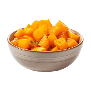 Bowl of roasted butternut squash isolated on transparent background png