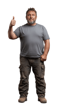Middle-aged man giving thumbs up in casual attire png