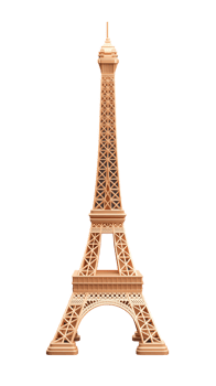 Detailed eiffel tower model with transparent background png