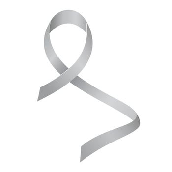 Grey ribbon awareness Brain Tumors, Allergies, Brain Cancer, Asthma, Diabetes, Aphasia, Mental Illness. Isolated on white background. vector