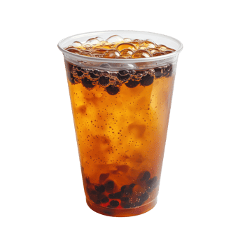 Refreshing bubble tea in clear cup with tapioca pearls. Isolated on transparent background. png