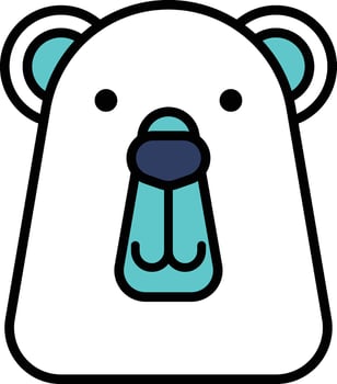 A cartoon polar bear with blue eyes and a blue nose vector